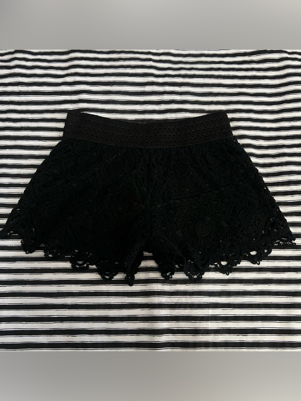 Black Crochet Lace Shorts